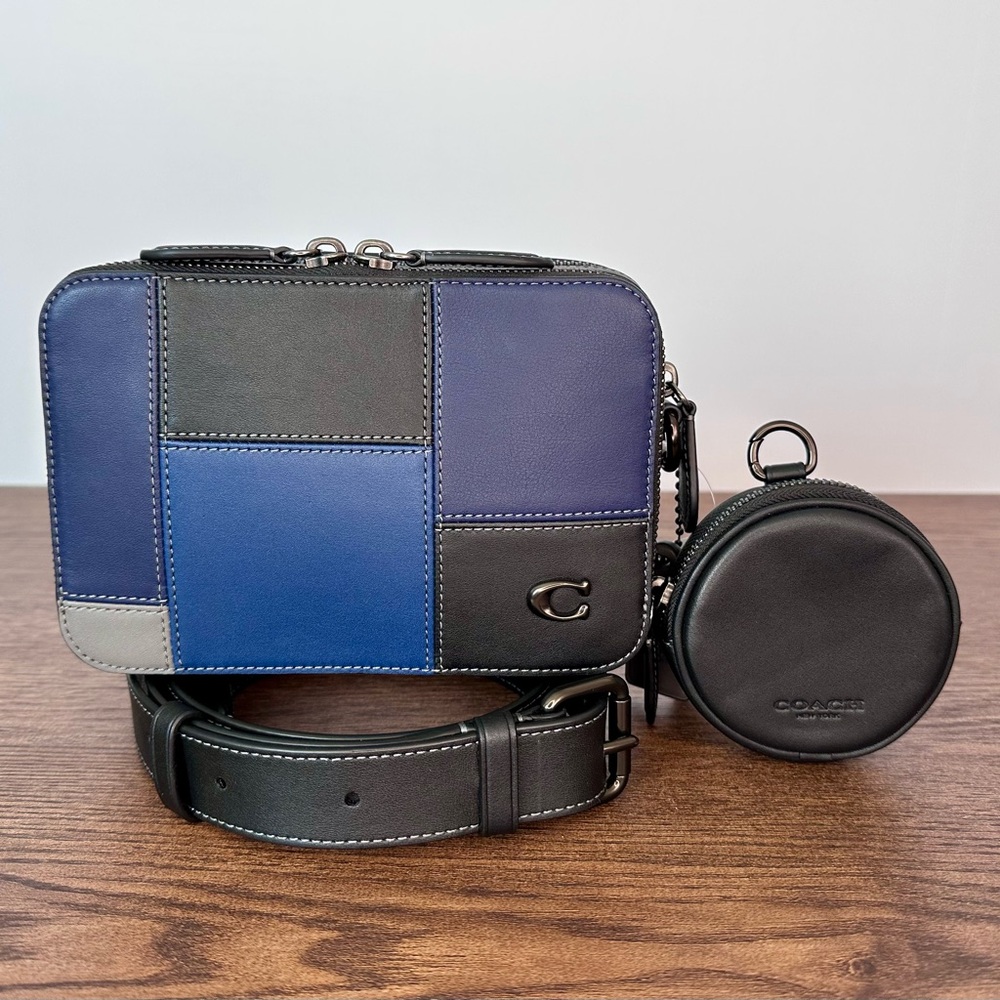 New Coach Charter Crossbody Bag 19 with Patchwork in Black Multi